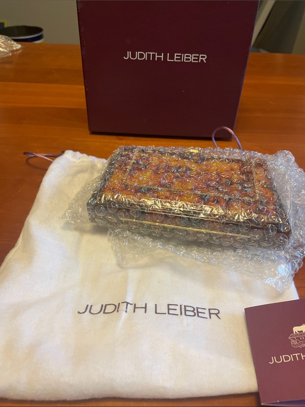 Judith Leiber Tortoise and Gold Crystal Minaudière Clutch - Picture 2 of 16